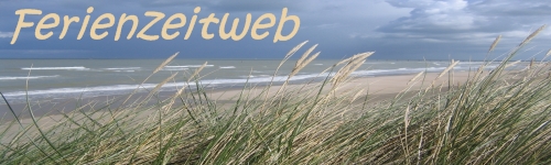 Dünenlandschaft und blick auf das Wolkenverhangene Meer als Banner zur Homepage Ferienzeitweb.de
